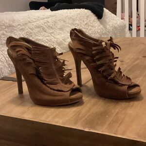 Anne Michelle Brown Fringe Heels